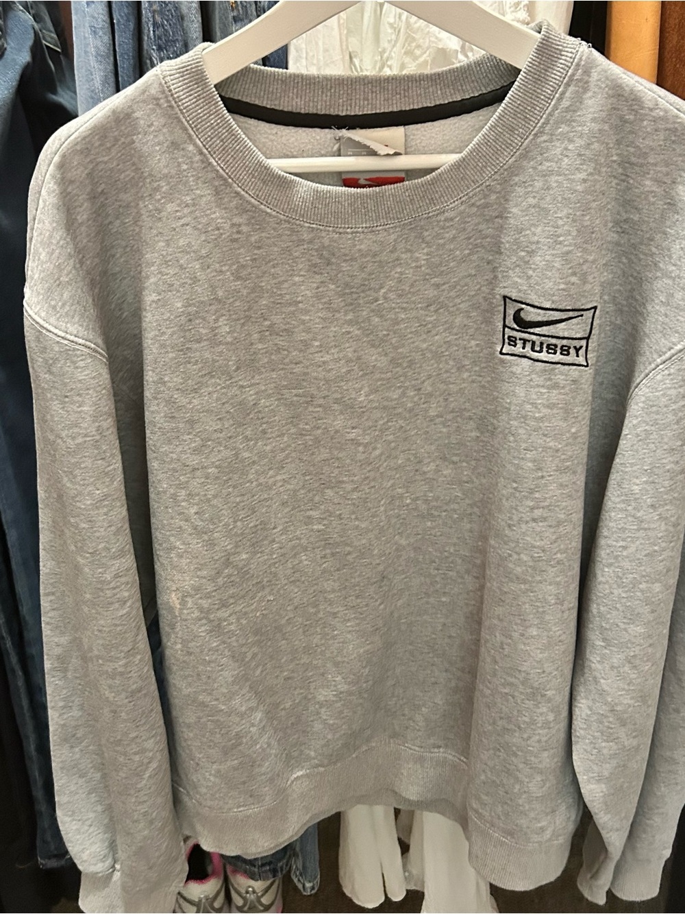 Nike stussy gray crewneck sweatshirt